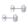 This 14k white gold diamond stud earring features nearly one quarter carat of diamonds in a halo with a round diamonds in center. - Image 3 of 0