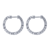 This 14k white gold diamond hoop pair of earrings features 1.98 carats of round brilliant diamonds shining all around this 14k white gold hoop setting. - Image 2 of 0