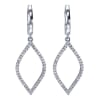 This fresh pair of hanging diamond earrings is set with over one third carats of round brilliant diamonds and a touch of the haute look. - Image 1 of 0