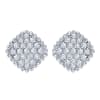 This beaded 14k white gold diamond cluster stud earrings with one third carats of round brilliant diamonds features diamond rows that glisten beautifully from your ears. - Image 1 of 0