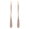This 14k rose gold pair of hanging earrings shines with one third carats in round brilliant diamonds set along the drop of this fashion earring pair. - Image 1 of 0