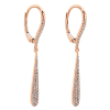 This 14k rose gold pair of hanging earrings shines with one third carats in round brilliant diamonds set along the drop of this fashion earring pair. - Image 2 of 0
