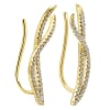 This 14k yellow gold diamond wave cuff earring set features delicate curves and an elegant style. - Image 2 of 0