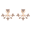 These rose gold earrings feature an inverted pyramid with a diamond leaf structure underneath in 14k rose gold. - Image 1 of 0