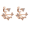 These rose gold earrings feature an inverted pyramid with a diamond leaf structure underneath in 14k rose gold. - Image 2 of 0