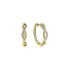 This pair of 14k yellow gold diamond hoop earrings features 0.11 carats of diamond shine. - Image 1 of 0