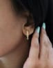 This pair of 14k yellow gold diamond hoop earrings features 0.11 carats of diamond shine. - Image 4 of 0