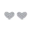 This pair of 14k white gold diamond heart stud earrings feature 0.12 carats. - Image 1 of 0