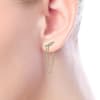 These 14k yellow gold diamond chain stud earrings feature 0.13 carats of shimmer. - Image 2 of 0
