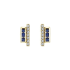 This 14k yellow gold diamond stud earring partners with sapphires. - Image 1 of 0