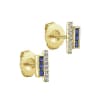 This 14k yellow gold diamond stud earring partners with sapphires. - Image 2 of 0