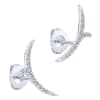 This unique pair of 14k white gold diamond cuff style stud earrings showcase nearly one quarter carats of round brilliant diamonds inspired by nature. - Image 2 of 0
