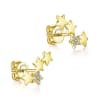 This 14k yellow gold diamond star stud earring comes with round brilliant diamonds. - Image 2 of 0
