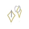 14k two tone earrings with diamond accents. - Image 1 of 0