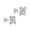 This 14k white gold diamond flower earring stud contains 0.41 carats of diamonds. - Image 3 of 0