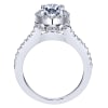Round brilliant diamonds climb their way up this white gold or platinum band to form a diamond halo surrounding an oval cut diamond of your choice in this diamond oval halo engagement ring! - Image 2 of 0