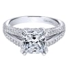 This fabulous cushion cut split shank diamond engagement ring is chock full of round brilliant diamonds with 2/3 carats of shimmering radiance! - Image 1 of 0