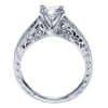 Double bands in white gold or platinum join at the center to cradle a round center diamond of your choice in this vintage style split shank engagement ring, featuring round brilliant diamonds. - Image 3 of 0