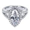 If you're looking for a marquise center diamond, you won't find a better halo engagement ring to surround it with this contemporary marquise halo engagement ring in white gold or platinum. - Image 2 of 0