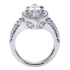 If you're looking for a marquise center diamond, you won't find a better halo engagement ring to surround it with this contemporary marquise halo engagement ring in white gold or platinum. - Image 3 of 0