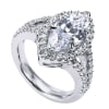 If you're looking for a marquise center diamond, you won't find a better halo engagement ring to surround it with this contemporary marquise halo engagement ring in white gold or platinum. - Image 4 of 0