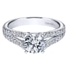 Double diamond rows of round brilliant diamonds crawl their way up this split shank diamond engagement ring, meeting a round center diamond of oyur choice. - Image 4 of 0