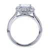 A double row of diamonds encapsulates a princess cut center diamond in this variation of a contemporary halo engagement ring. - Image 3 of 0