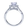 Double the bands for double the pleasure in this white gold or platinum contemporary halo engagement ring with round diamonds. - Image 3 of 0