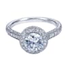 Your choice of platinum or white gold in this vintage style halo engagement ring with 3/4 carats of round brilliant diamonds and a round center diamond of your choice. - Image 2 of 0