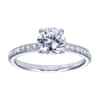 A shining straight white gold band with round brilliant diamonds adorn this contemporary straight engagement ring by Gabriel & Co. - Image 1 of 0