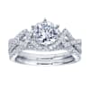 14k white gold criss cross contemporary engagement ring - Image 5 of 0