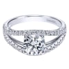 This uniquely style diamond engagement ring with a split shank band features over one half carats of round brilliant diamonds! - Image 4 of 0