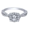 This unique and well crafted vintage style halo engagement ring features a split shank full of round brilliant diamonds and includes a round center diamond! - Image 4 of 0