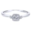 This 14k white gold petite diamond halo engagement ring is studded with 0.19 carats in round brilliant diamonds is a simple and sleek diamond engagement ring that makes a clear message. - Image 4 of 0