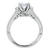 This diamond studded split shank princess cut diamond engagement ring glistens with 0.39 carats of round brilliant diamonds, all cushioning a princess cut center diamond. - Image 2 of 0