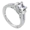 This diamond studded split shank princess cut diamond engagement ring glistens with 0.39 carats of round brilliant diamonds, all cushioning a princess cut center diamond. - Image 3 of 0