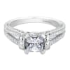 This diamond studded split shank princess cut diamond engagement ring glistens with 0.39 carats of round brilliant diamonds, all cushioning a princess cut center diamond. - Image 4 of 0