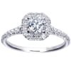 This 14k white gold diamond engagement ring uses round brilliant diamonds and a diamond halo to make its message! With 3/4 carats of round diamonds laid over sleek white gold the message is loud and clear! - Image 1 of 0