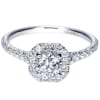This 14k white gold diamond engagement ring uses round brilliant diamonds and a diamond halo to make its message! With 3/4 carats of round diamonds laid over sleek white gold the message is loud and clear! - Image 4 of 0