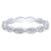 Delicate oval sections of 14k white gold hold shimmering round diamonds, all lining up to create this diamond stackable ring. - Image 1 of 0