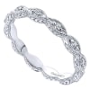Delicate oval sections of 14k white gold hold shimmering round diamonds, all lining up to create this diamond stackable ring. - Image 4 of 0