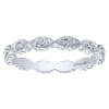 Delicate oval sections of 14k white gold hold shimmering round diamonds, all lining up to create this diamond stackable ring. - Image 5 of 0