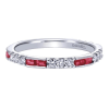 This 14k white gold diamond and ruby stackable ring has 0.39 carats of round brilliant diamonds and 1/3 carats in baguette shape rubies. - Image 1 of 0