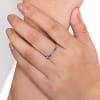 Sapphires line up with diamonds over 14k white gold in this sapphire and diamond stackable ring featuring one third carats in sapphire and almost one half carats in round diamonds. - Image 2 of 0