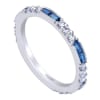 Sapphires line up with diamonds over 14k white gold in this sapphire and diamond stackable ring featuring one third carats in sapphire and almost one half carats in round diamonds. - Image 5 of 0