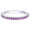 This 14k white gold stackable ring features a row of purple amethysts. - Image 1 of 0