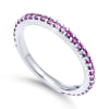 This 14k white gold stackable ring features a row of purple amethysts. - Image 3 of 0