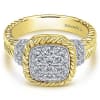 This yellow and white gold diamond ring contains one half carats in round brilliant diamonds all set around the center of this diamond rope ring. - Image 1 of 0