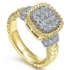 This yellow and white gold diamond ring contains one half carats in round brilliant diamonds all set around the center of this diamond rope ring. - Image 3 of 0