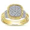This yellow and white gold diamond ring contains one half carats in round brilliant diamonds all set around the center of this diamond rope ring. - Image 4 of 0